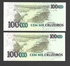 Brazil Banknotes 1992 1993 Hummingbird 100000 Cruzeiros To 100 Cruzeiros Reais