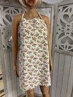 Vintage Full Bib Apron Small Pink Roses Floral Handmade   50 