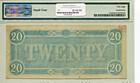 1864  20 Confederate States Of America Note T-67 - Au-58 Pmg Certified