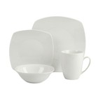 10 Strawberry Street Simply Square 16 Piece Dinnerware Set  Porcelain  White