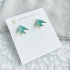 Kendra Scott - Melody Bird Gold Teal Crystal Stud Earrings - New