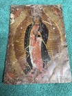 Antique Mexican Retablo Religious Painting On Tin Our Lady Of Guadalupe