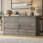 6 Drawer Large Dresser For Bedroom Wide Wood Chest Of Drawers Storage Cabinet