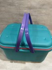Vintage Eagle Craftstor Sewing Craft Storage Organizer Tote Bin Teal Purple Pink