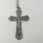 Vintage White Bead Crucifix Catholic Rosary Mary Jesus Center Medal