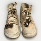 Vintage White Leather Baby Toddler Infant Shoes With Bells