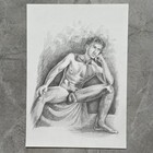 Original Graphite Nude Male Painting     Fine Art Drawing