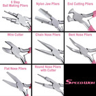 Jewelry Pliers Set 8 Piece Tools Wire Wrapping Beading Kit With Nylon Flat Nose