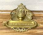 Vintage Art Nouveau 19th C  Wt s Tonks Son Brass Desk Companion Inkwell Deskware