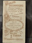 1890 Allen   Ginter N30 World s Decorations   19 Indian Empire Gt Britain  ex 