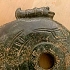 Vtg  Chinese  Hongshan Jade   Stone 9  Carved Silk Worm  Dragon Amulet Statue