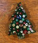 Green Felt Handmade Christmas Tree Ornament  With Multicolored Beads   Sequins