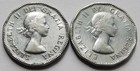 Two 1953 Canada 5 Cents With And W o Shoulder Fold