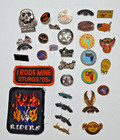 Lot Of 31 Vintage Motorcycle Pins And Patches - Sturgis  Wild Hog Rodeo  Hd  Etc