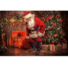 7x5ft Christmas Backdrop Santa Claus Christmas Tree Indoor Photography Rustic