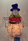 Vintage Stained Glass Wire Snowman Light Works C-64