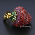 Rare Juicy Couture Large Strawberry Pendant Charm Pave Crystals Enamel