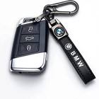 Bmw Genuine Leather Black Chrome Ring Keychain Limited Accessories