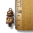 Vintage  Crackerjack Little Girl With A Basket Gumball 1  Charm Copper Coated