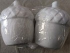 White  Ceramic Acorn Salt   Pepper Shaker Set With Stoppers 