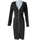 Vintage Y2k Bebe Black Faux Suede Lace Up Corset Style Bodycon Midi Dress S Goth