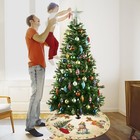 Vintage 48  Christmas Tree Skirt Retro Deer Snowman Xmas Mat For Holiday Decor