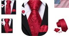 Elegant Flower Necktie Set For Men With Handkerchief   Cufflinks - Wedding Ready