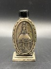 Vintage Notre Dame Catholic Holy Water Bottle   Holder  Embossed Cross Shrine