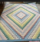 Trip Around The World Postage Stamp Quilt Handmade 96x83