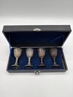 Vintage Persian Silver Cordial Goblets  84 Set Of 4 Original Case Hand Engraved