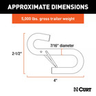 Certified 7 16  S-hook With Safety Latch - 5 000 Lbs  Trailer Weight Capacity