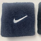 Nike Unisex Blue Black Fitness Jogging Sport Swoosh Single Wide Wristbands Set
