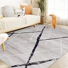 Area Rug 5x7 Moroccan Rug - Soft Washable Rug Non-slip 5 x7  Grey Black
