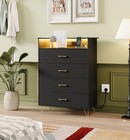 4 Drawer Dresser With Rgb Led Light   Charging Station - Modern Chest Of Drawers