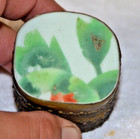 Vintage Floral Enamel Brass Trinket Pill Box