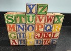 Vtg Wooden Alphabet   Number Blocks Set 47pc Abc Learning Toy Math Symbols