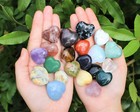 Small Crystal Hearts  Huge Variety  Choose Gemstone    a  Grade Carved Pocket 