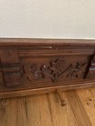 Vintage Carved Wooden Wall Hanging Coat Hook Rack W Floral Motif - 42 