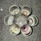 Set Of 6 Shot Glasses Suspended Colored Bubble Base Barware