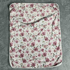 Plush Minky Sherpa Baby Girl Blanket Pink Roses Floral White Green Heavy Warm