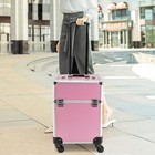 Pink Rolling Train Case Aluminum Trolley Professional Cosmetic Organizer Box
