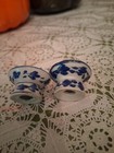 Vintage Blue Delft Style Candle Taper Holders Porcelain