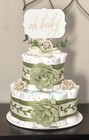 2 Tier Boho Greenery Diaper Cake Baby Shower Table Centerpieces