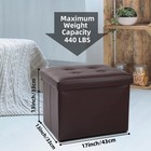Storage Ottoman Footrest Stool Small Foldable Leather Bench 17x13x13in Brown