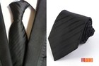 New Classic Checks Full Black Stripes Woven Men s Tie Necktie