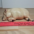 Vintage Style Cast Iron Laying Piggy Bank Sleeping Napping Pig Statue Figurine