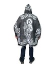 Mexican Poncho With Hood  San Judas   Saint Jude   Blanket  One Size  Black
