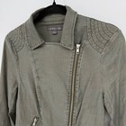 Level 99 Brooklyn Moto Jacket Olive Green Linen Tencel Blend Large