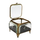 Vintage Antique Gold 19th Century Casket Box  Jewelry Box With Beveled Glass