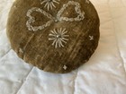 Antique Pin Cushion  Hand Made  Round  Gold Velvet With Bead Work